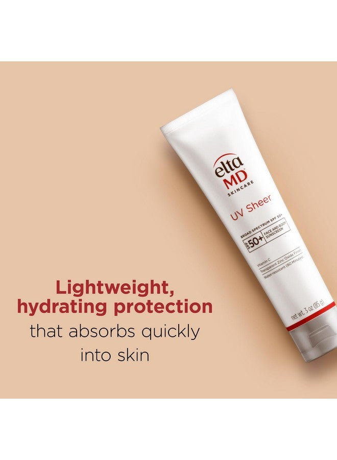 EltaMD UV Sheer Face Sunscreen, SPF 50+ No White Cast Sunscreen for Face and Body, Zinc Oxide Sunscreen Formula, 3.0 oz Tube - Image 2