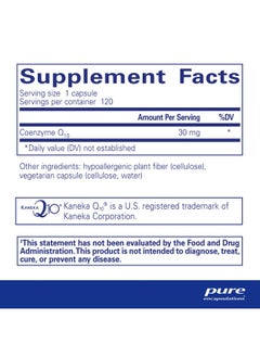 Pure Encapsulations Coq10 30 Mg ; Coenzyme Q10 Supplement For Energy Antioxidants Brain And Cellular Health Cognition And Cardiovascular Support* ; 120 Capsules  - Image 3