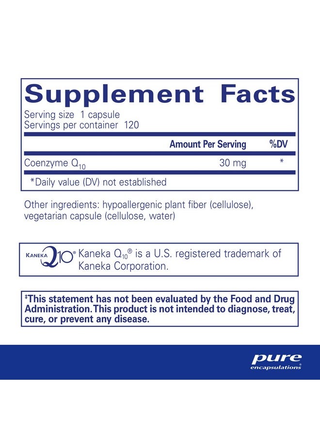 Pure Encapsulations - Coq10 30 Mg ; Coenzyme Q10 Supplement For Energy Antioxidants Brain And Cellular Health Cognition And Cardiovascular Support* ; 120 Capsules - Image 1