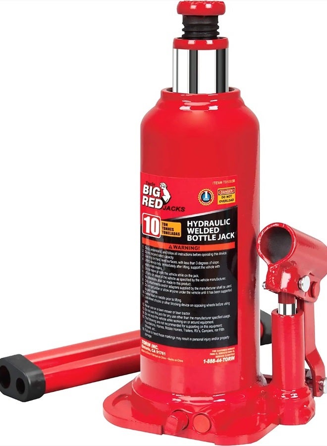 BIG RED رافعة زجاجة ملحومة هيدروليكية تورين T91003B، سعة 10 طن (20.000 رطل)، أحمر - Image 1