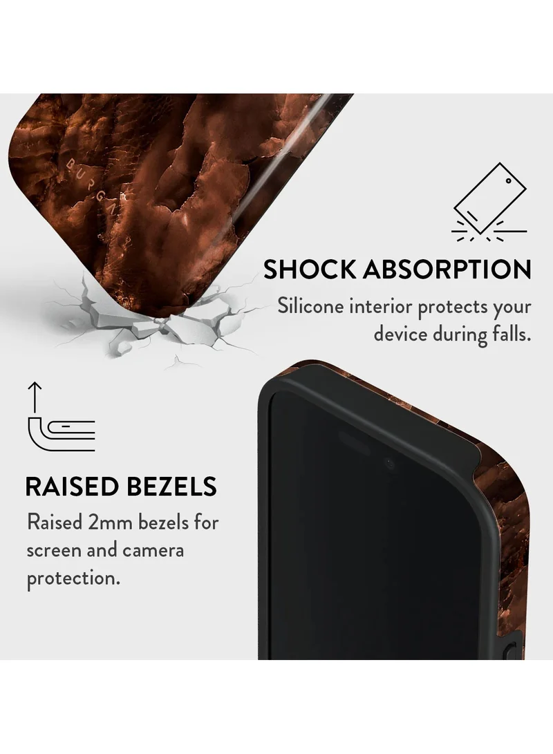 BURGA iPhone 16 Pro  Case, 2 Piece Hard Shell + TPU Interior, Shock Absorption, All Port Accessible, Raised Bezel For Screen & Camera Protection, Never Fading HQ Print, Toasted Chestnut