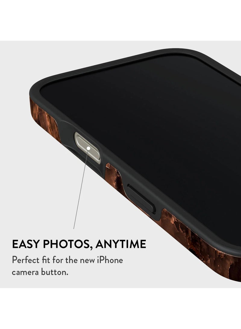 بورجا جراب آيفون  برو، قطعتين، قشرة صلبة + داخل ، امتصاص الصدمات، وصول كامل للمنافذ، حواف مرتفعة لحماية الشاشة والكاميرا، طباعة عالية الجودة لا تتلاشى، كستنائي محمص - Image 5