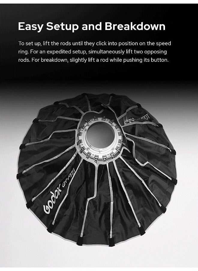 Godox - QR-P90T 90cm/35.4in Quick Release Parabolic Softbox Professional Foldable Softbox with Standard Bowen Mount & Diffusers for Photography Studio Photography Portrait Live Stream - Image 1