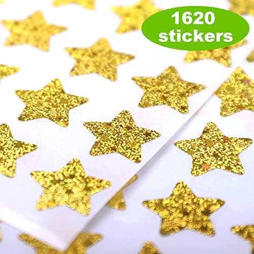 Lrogoe 1620 Holographic Foil Small Gold Star Stickers for Kids Reward, Behavior Chart, Student Planner and School Classroom, 0.6" Diameter - Image 2