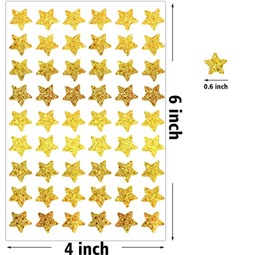 Lrogoe 1620 Holographic Foil Small Gold Star Stickers for Kids Reward, Behavior Chart, Student Planner and School Classroom, 0.6" Diameter - Image 3