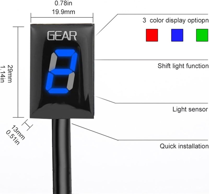 MKVAXR Motorcycle Gear Display Indicator for Suzuki GSR400 GSR600 GSR750 GSF650 GSF1250N - Black - Image 2