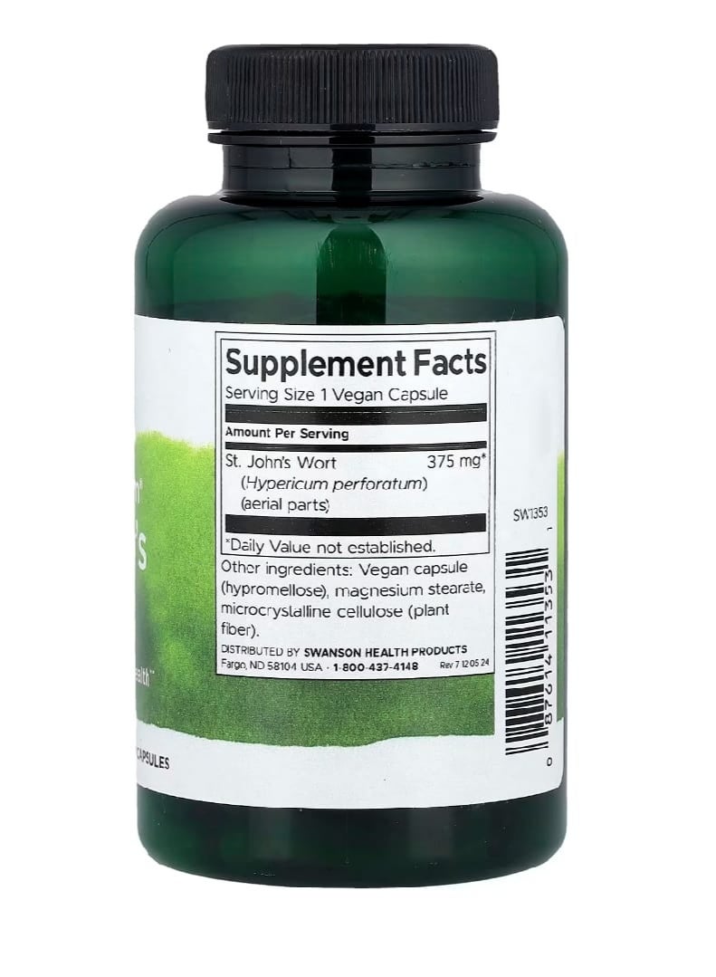 SWANSON Full Spectrum St John's Wort 375 mg 120 Vegan Capsules - Image 2