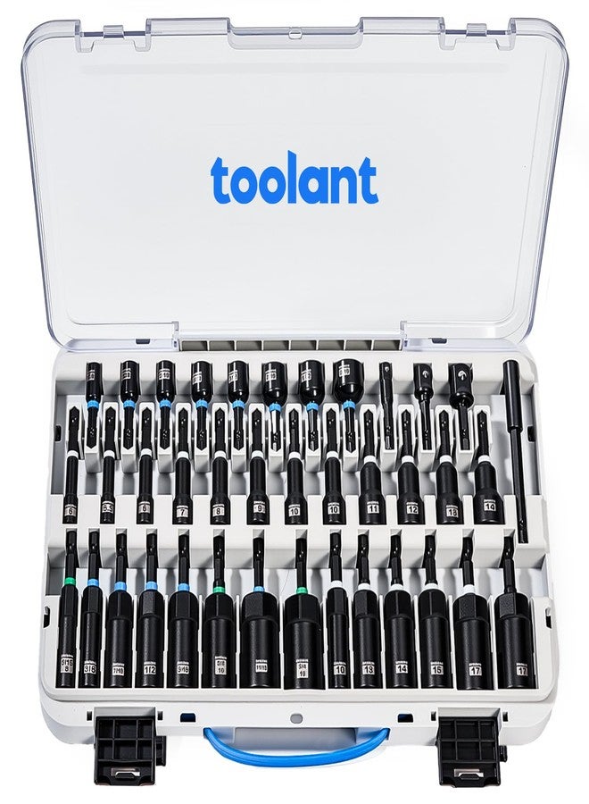 toolant Impact Magnetic Nut Driver Set, 38pcs Impact Driver Bit Set, Deep Nut Driver Set, Impact Socket Adapters, Wing Nut Driver, Bit Extension, 1/4'' Quick Change - Image 1