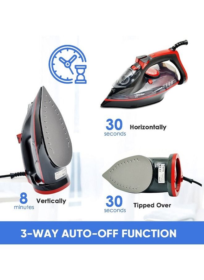 StarSat StarSat SS-IR850 Black, Red 2200W Self-Cleaning, Non-Stick, Spray, Steam, Brust Iron  - Image 2