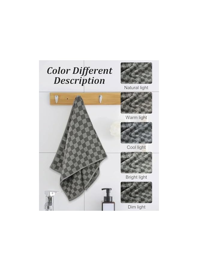 The Bros Grey Hand Towels for Bathroom Checkered, 4 Pack Super Soft Quick Drying Cute Hand Towel Set, for Men Women Kids - Image 3