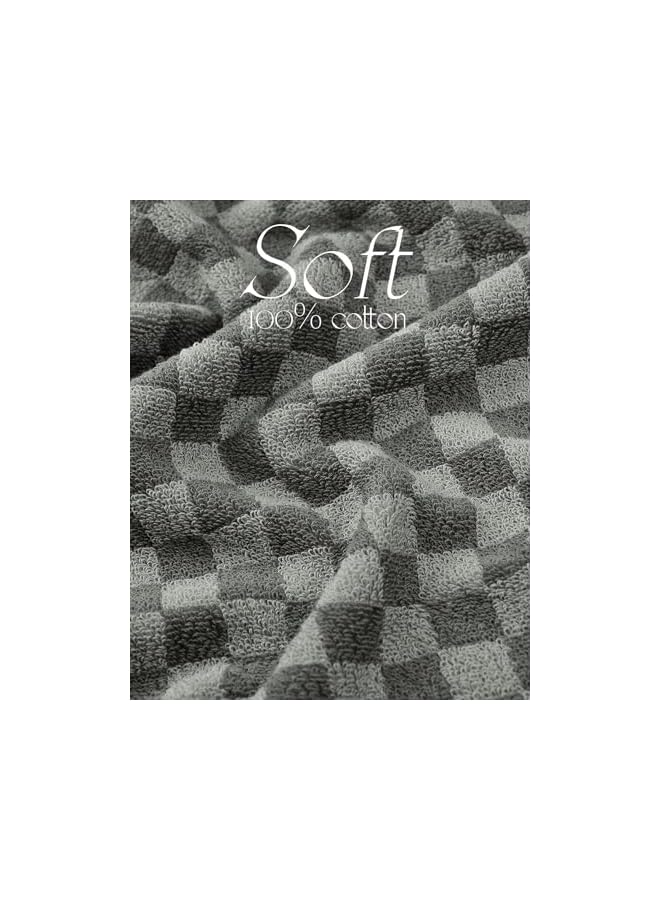 The Bros Grey Hand Towels for Bathroom Checkered, 4 Pack Super Soft Quick Drying Cute Hand Towel Set, for Men Women Kids - Image 4