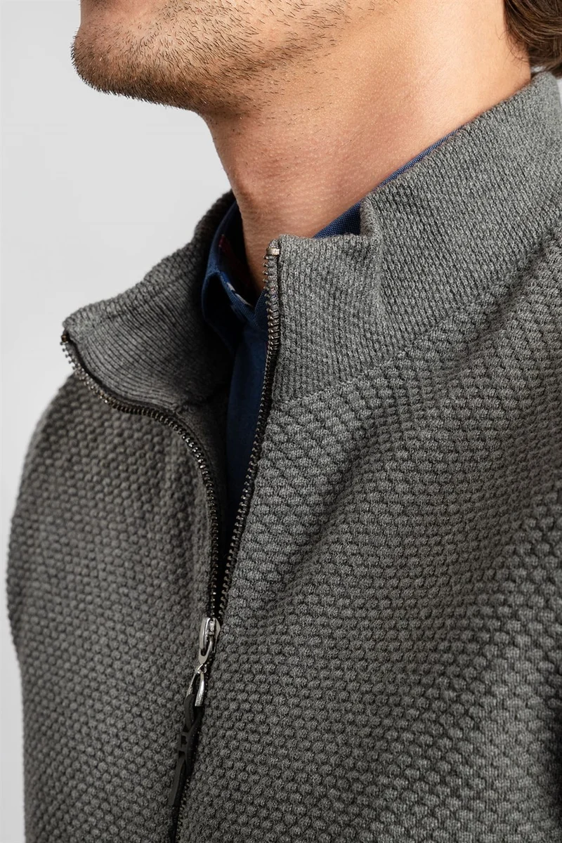 تودورس Patterned Half Turtleneck Zippered Men's Cardigan