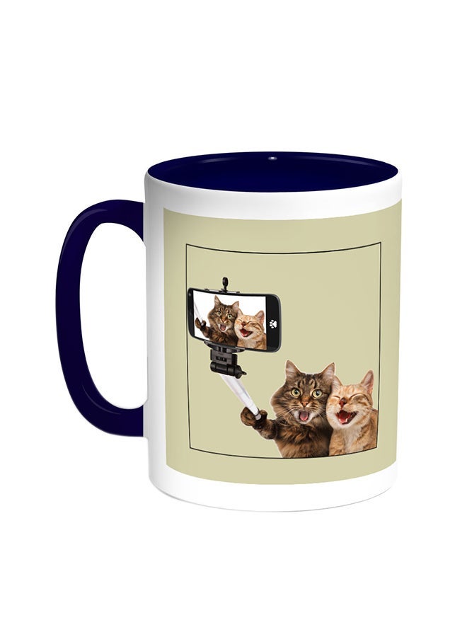 RYN Silvie Picture - Cats Printed Coffee Mug Blue/White 11ounce