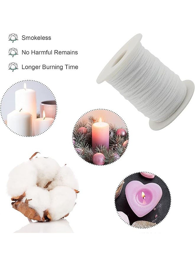 Happy D Candle wick rolls, 200 feet 24-layer braided wick spools, 2 metal candle wick holders, 100 metal fixing tags, 3 candle wick stickers for candle DIY craft making - Image 3