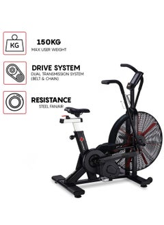 باورماكس فيتنيس دورة تمرين الدراجة الهوائية التجارية PowerMax BA-2500C مع مقبض متحرك، تركيب مجاني مناسب لمعدات اللياقة البدنية للمنزل والمكتب وصالة الألعاب الرياضية التجارية، أسود  - Image 3