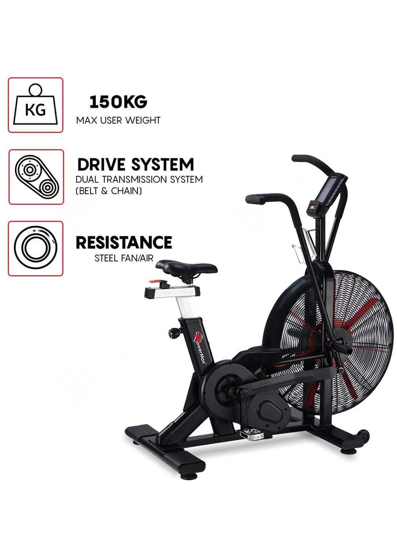 PowerMax Fitness Ba-2500C Commercial Air Bike Exercise Cycle With Moving Handle Free Installation Suitable Fitness Equipment Machine For Home, Office, Commercial Gym, Black  - Image 3