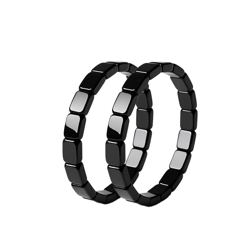 DivaGlamz Hematite Bracelet For Men Reclaim Your Edge Confidence Natural Hematite Stone Beaded Stretch Healing Bracelets Inspirational Gifts Jewelry 2PBlack Square - Image 3