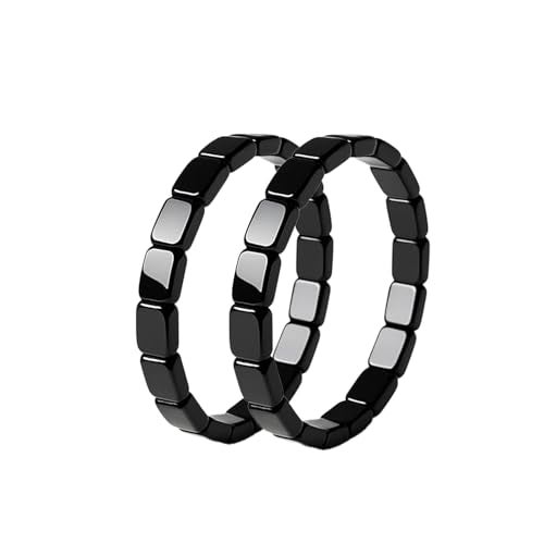 DivaGlamz Hematite Bracelet For Men Reclaim Your Edge Confidence Natural Hematite Stone Beaded Stretch Healing Bracelets Inspirational Gifts Jewelry 2PBlack Square - Image 2
