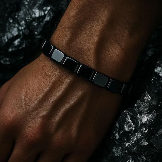 DivaGlamz Hematite Bracelet For Men Reclaim Your Edge Confidence Natural Hematite Stone Beaded Stretch Healing Bracelets Inspirational Gifts Jewelry 2PBlack Square - Image 5
