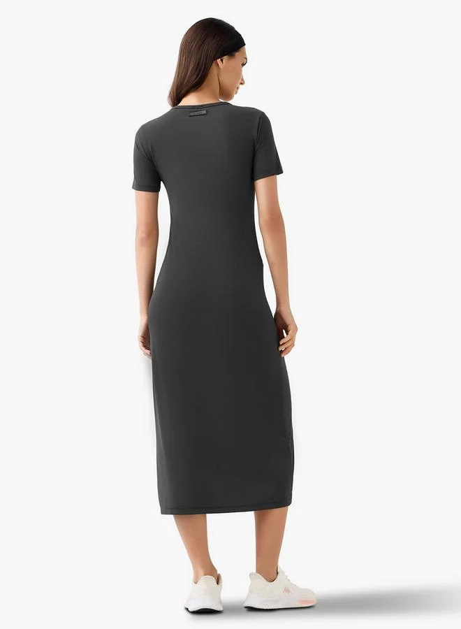 Splash Active grey Long Dress with Slit Detail for Women | Best Price UAE