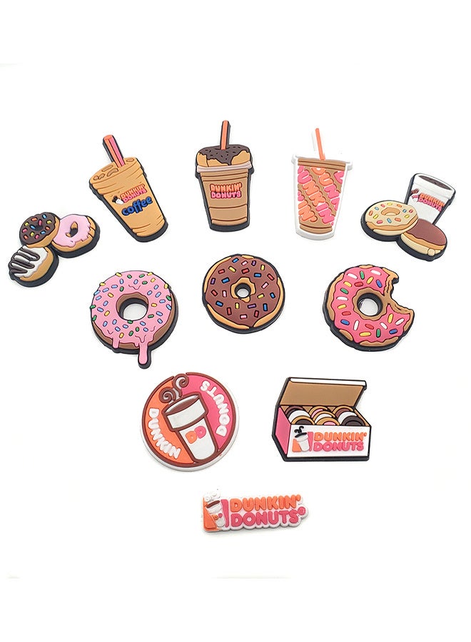 Dunkin Donuts Croc Charms Jibbitz Shoe Charms For Clog Sandal Bracelet Wristband Decoration PVC Trendy Food Charms Croc Accessories For Kids Boy Girl Adult Men Women Party Favor Gifts 11 PCS - Image 5