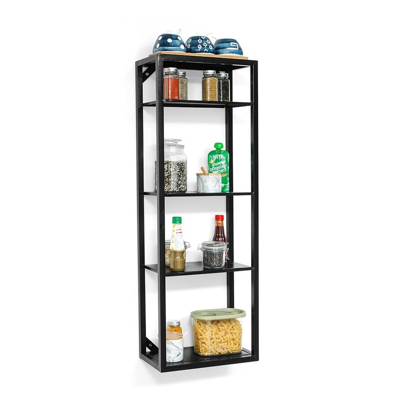 MILAD Wall Shelf 5 Tier Wall Mount Condiment Storage Rack Floating Shelves | Storage Holder | Display Organizer | Wall Shelves (36L*18W*101H cm) - Image 1