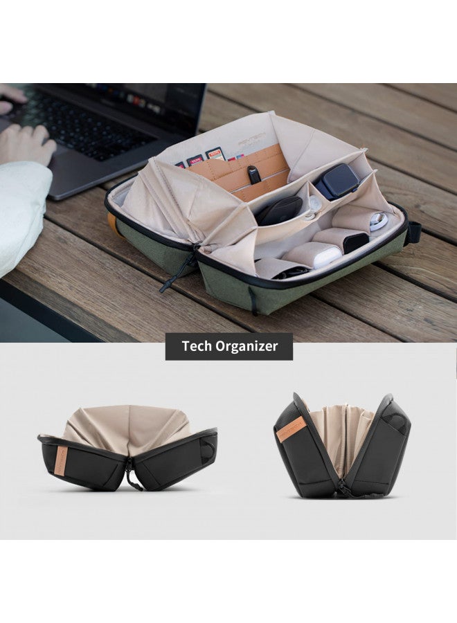 PGYTECH Travel Tech Organizer, Waterproof Tech Pouch, Electronics Accessories Organizer Travel Carrying Case, Cable Organizer Bag for Cables, Cord, Phone Batteries, Charger,Photography SD Card, Green - Image 2