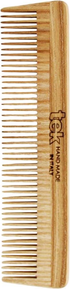 TEK Ash Wood ThickTeeth Comb Handmade in Italy for Short and Fine Hair 14 x 36 cm