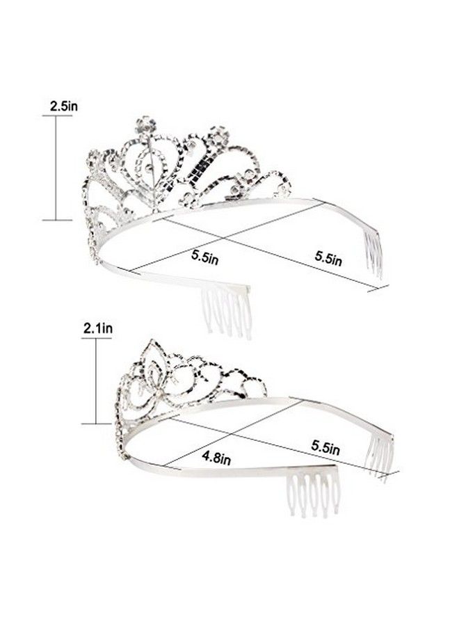 Exacoo Pack Of 2 Rhinestone Tiara Crown Exquisite Headband Comb Pin Wedding Bridal Birthday Tiaras - Image 4