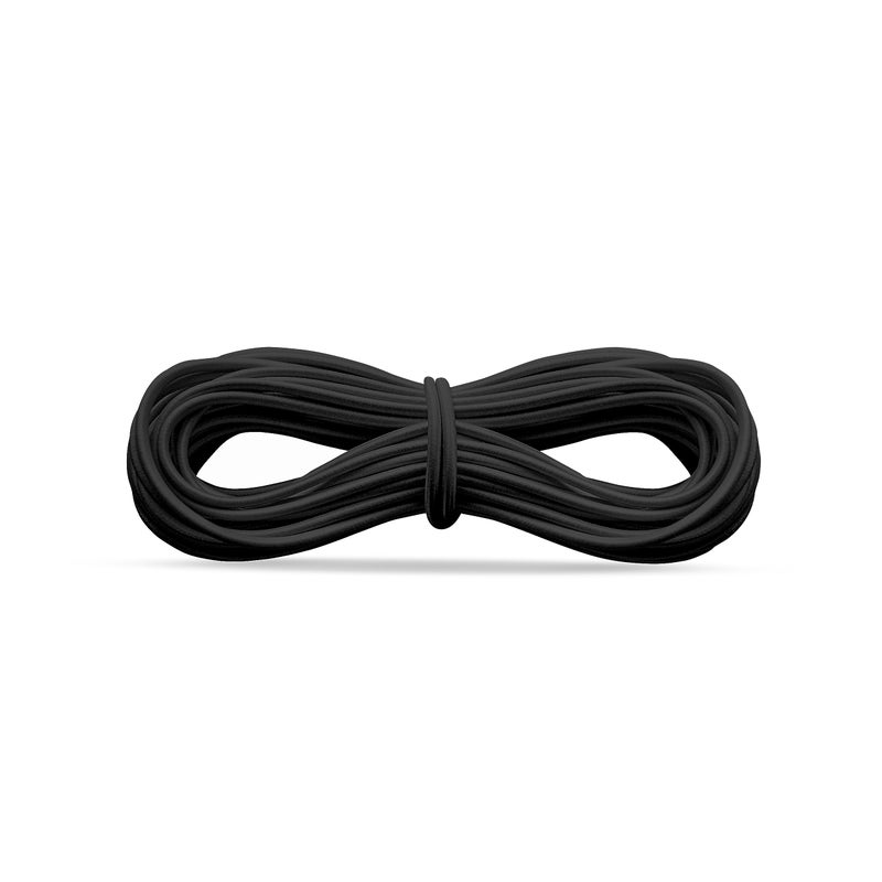 Realm Elastic Cord/Round Hat Elastic Black & White (1mm, 2mm & 3mm) Craft, Jewellery Stringing, Masks, Party Hats (Black, 2mm - 5 Metres) - Image 1