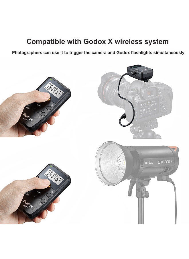 Godox TR Series 2.4G Wireless Timer Remote Control Camera Shutter Remote(Tramsmitter & Receiver) 6 Timer Settings 32 Channels 100M Control Distance