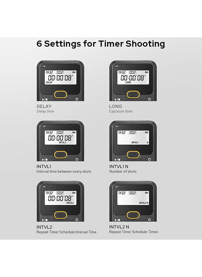 Godox TR Series 2.4G Wireless Timer Remote Control Camera Shutter Remote(Tramsmitter & Receiver) 6 Timer Settings 32 Channels 100M Control Distance