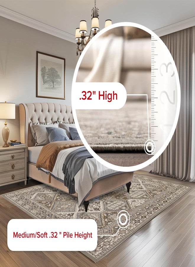 nuLOOM 2x3 Becca Traditional Tiled Area Rug, Taupe, Faded Transitional Design, Stain Resistant, For Bedroom, Dining Room, Living Room, Hallway, Office, Kitchen, Entryway - Image 4
