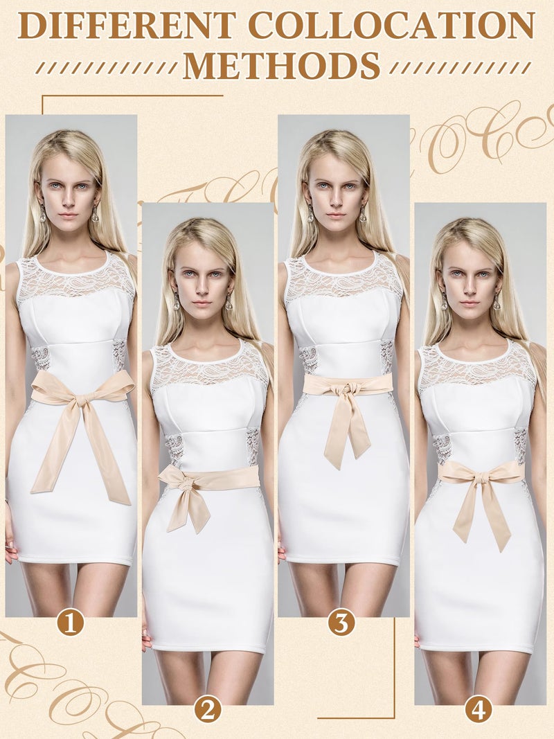 Glitopper Women Leather Wrap Belt Obi Waist Fashion Tie Belt PU Sash for Dress Coat 1.85 Wide(Beige) - Image 4