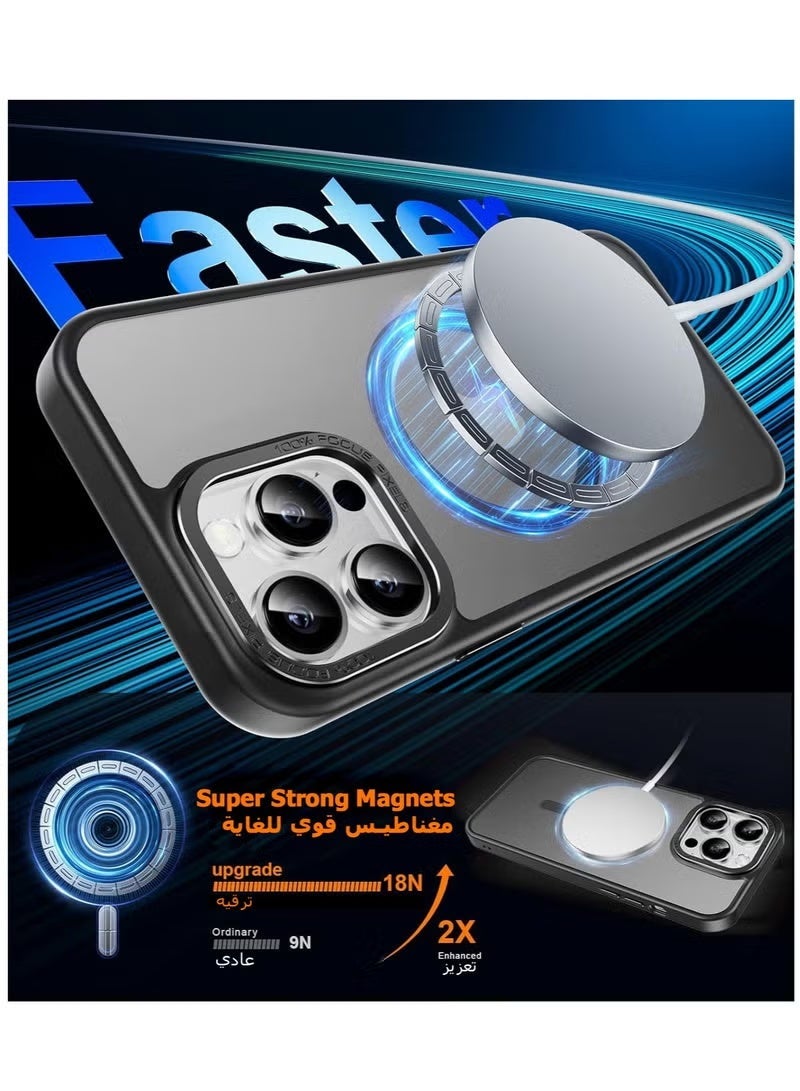 Gecomo iPhone 13 Pro Max Magnetic MagSafe Case,【Full Shockproof Protection】Translucent Matte Back, Slim Phone Cover with Strong Magnet for Apple 13 Pro Max (2021)(Black) - Image 2