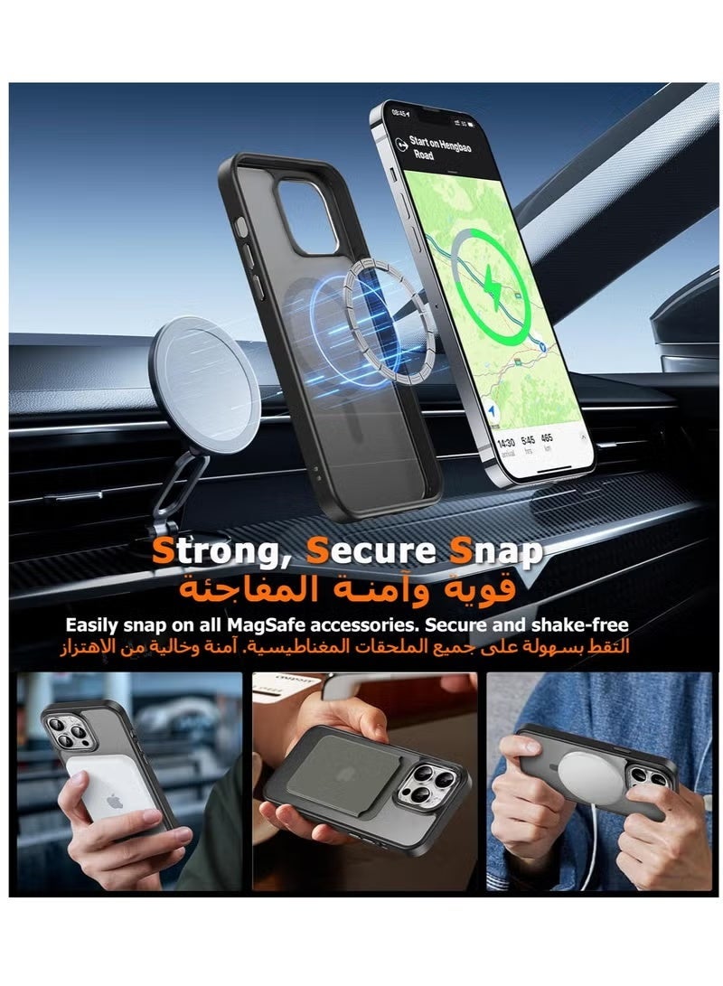 Gecomo iPhone 13 Pro Max Magnetic MagSafe Case,【Full Shockproof Protection】Translucent Matte Back, Slim Phone Cover with Strong Magnet for Apple 13 Pro Max (2021)(Black) - Image 3