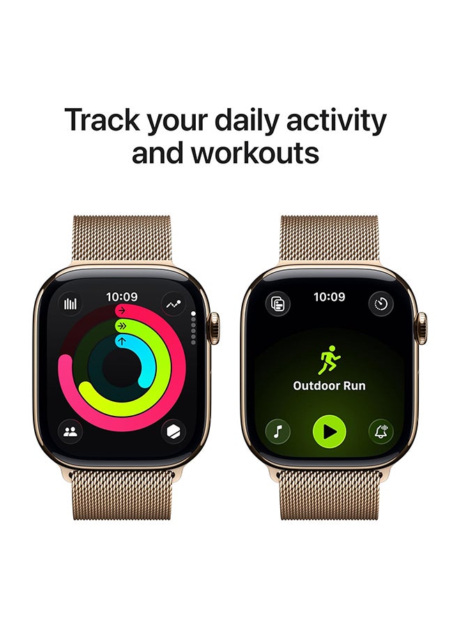 Apple Watch Series 11 GPS + Cellular 46mm (Middle East Version) Gold Titanium Case With Gold Milanese Loop - M/L - Image 5