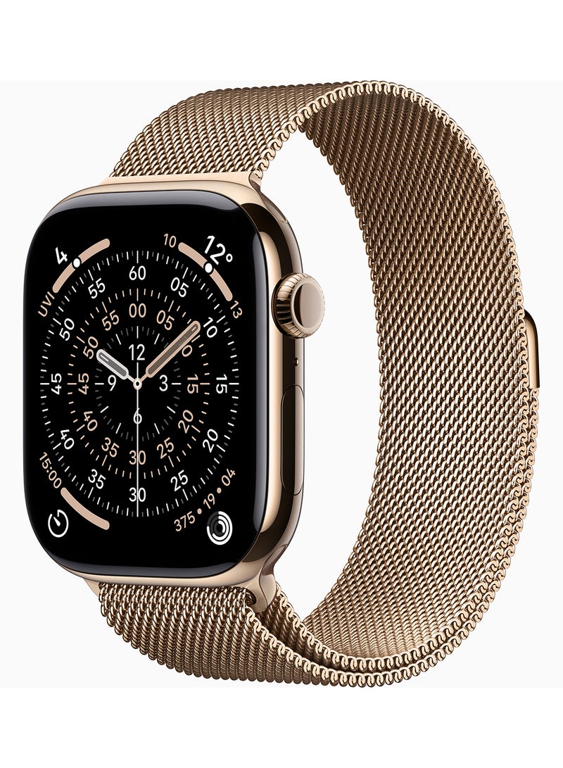 Apple Watch Series 11 GPS + Cellular 46mm (Middle East Version) Gold Titanium Case With Gold Milanese Loop - M/L - Image 1
