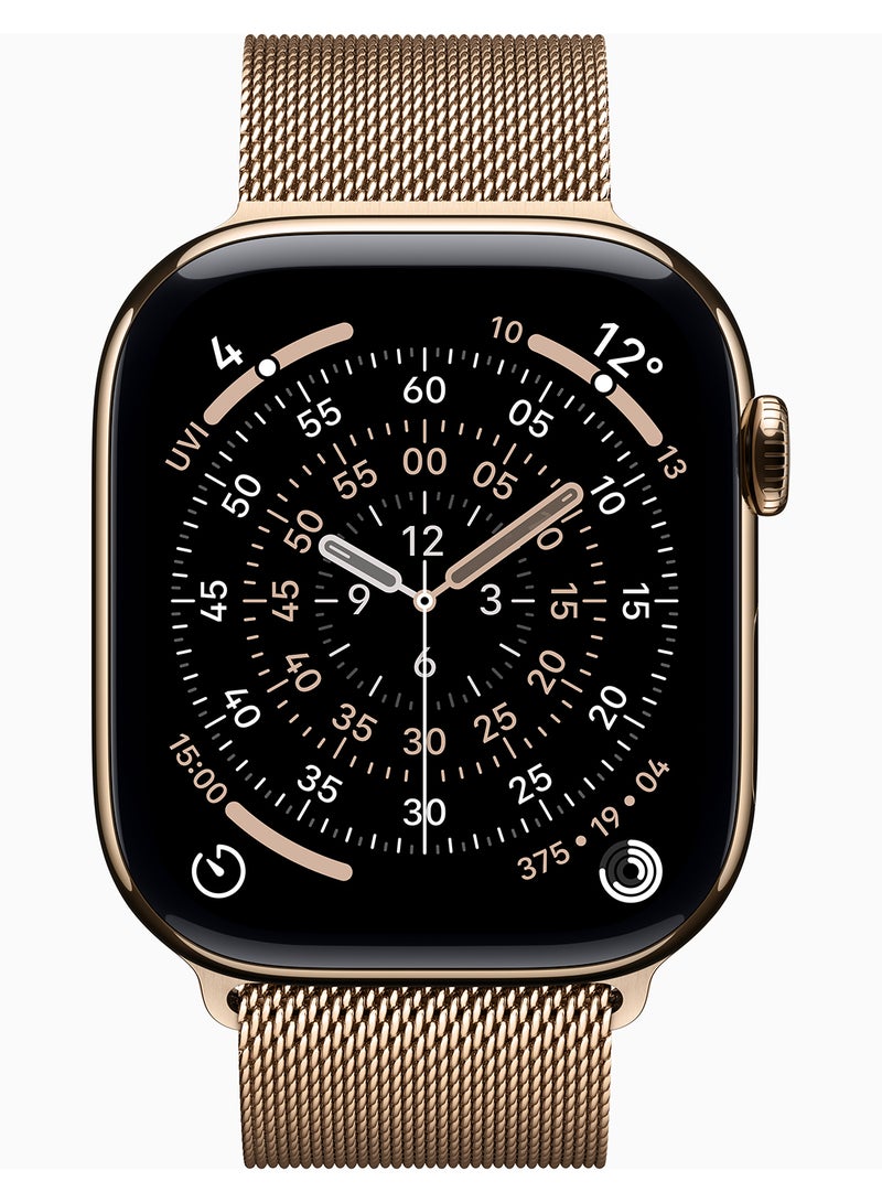 Apple Watch Series 11 GPS + Cellular 46mm (Middle East Version) Gold Titanium Case With Gold Milanese Loop - M/L - Image 2