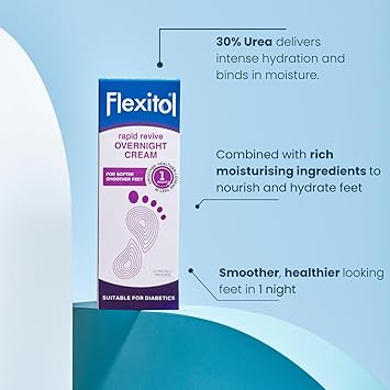 Flexitol Rapid Revive Overnight Foot Cream 30 Percent Urea for Extremely Dry Hard Rough Skin on Feet Results in 1 Night Clinically Proven Foot Care High Urea Suitable for Diabetics 50g - Image 3