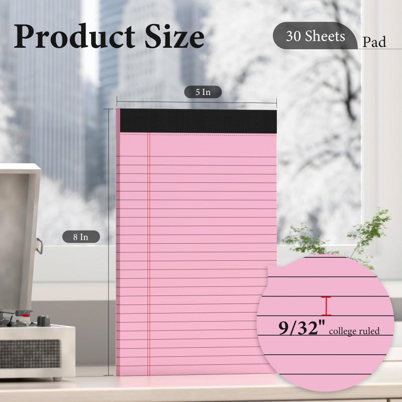 Nichela 5 Pcs Note Pads 5 x 8 Inch Small Legal Pads 5 x 8 Colored Notepad 5 x 8 Micro Perforated Writing Pads Lined Paper College Ruled 30 Sheets Notebook for Study, To-Do Lists, School & Office Supplies - Image 2