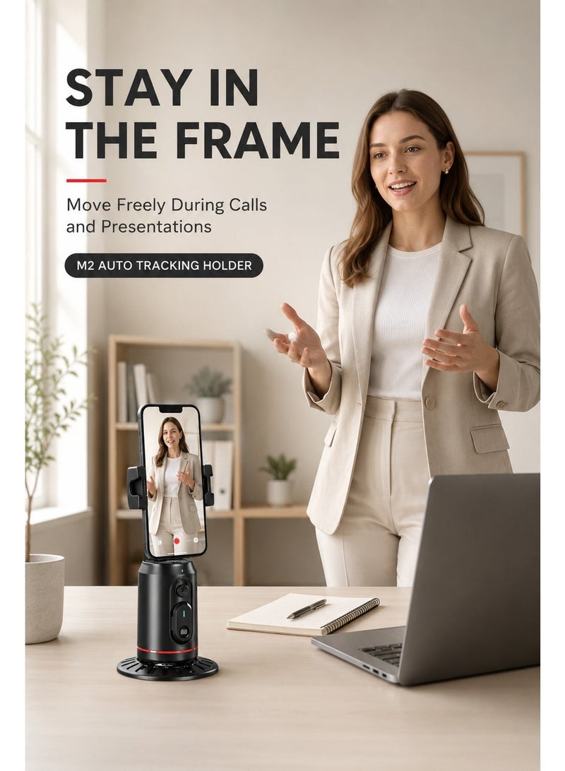 VELUNE Q02 360° AI Face-Tracking Phone Holder with Bluetooth Remote and Type-C Power for Live Streaming and Vlogging - Image 2