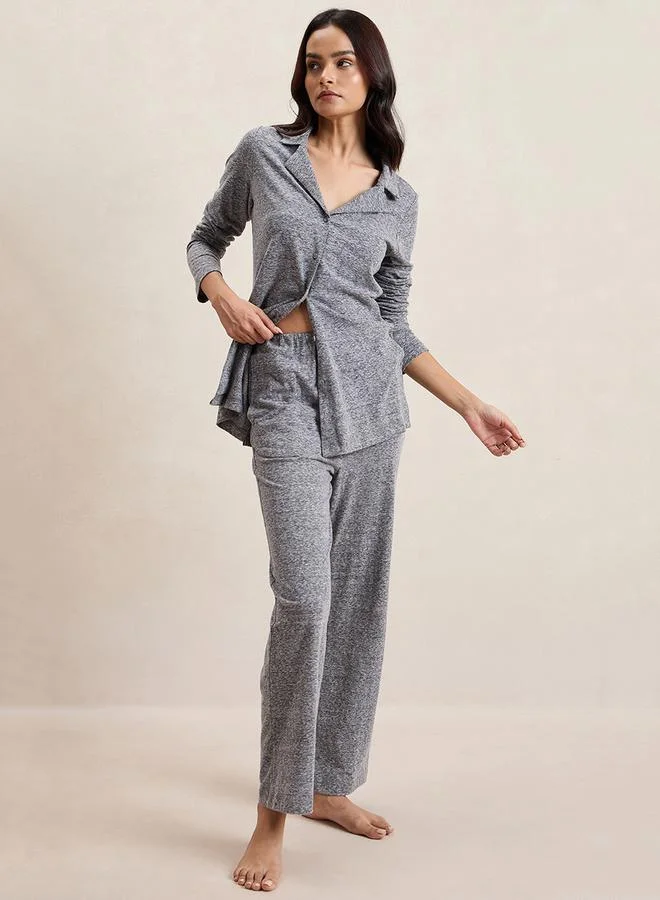 Femmella Melange Button Down Top & Pants Co-Ords by Styli
