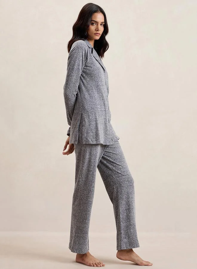 Femmella Melange Button Down Top & Pants Co-Ords by Styli