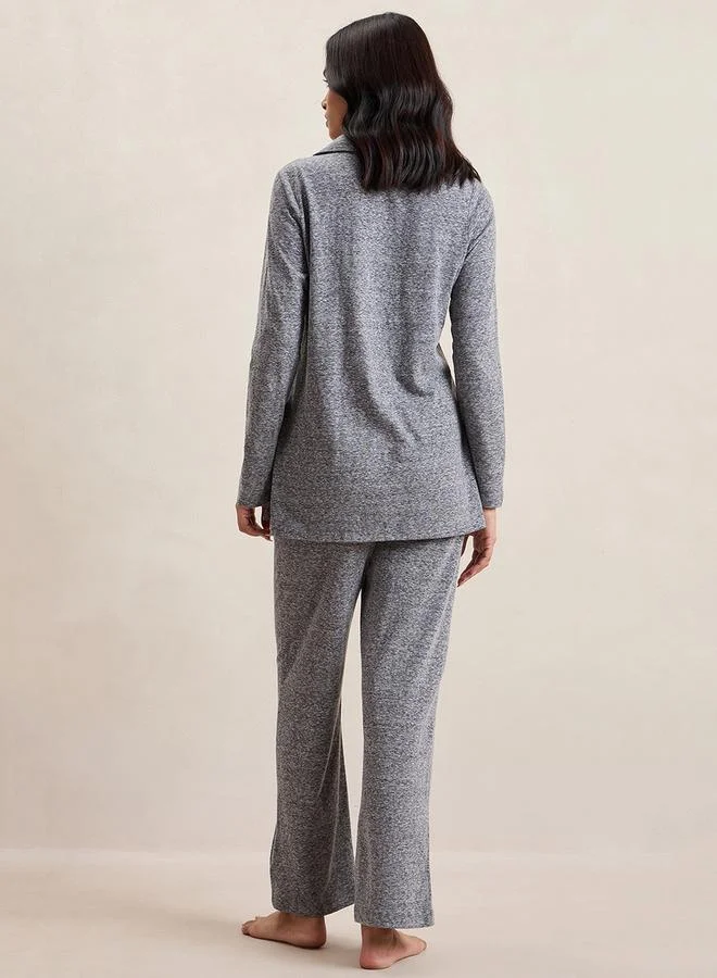Femmella Melange Button Down Top & Pants Co-Ords by Styli