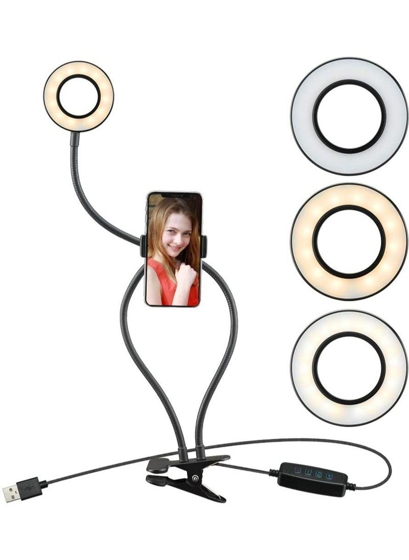 ELTRAZONE - Selfie Ring Light with Cell Phone Holder Stand for Live Stream & Makeup,LED Camera Light with Lazy Bracket for Video/Photography, Desk Lamp for Bedroom, Office, Kitchen - Image 1