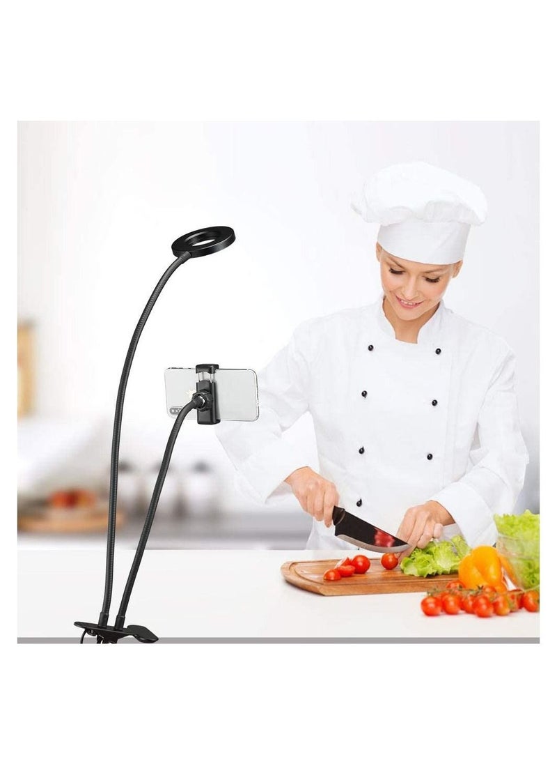 ELTRAZONE - Selfie Ring Light with Cell Phone Holder Stand for Live Stream & Makeup,LED Camera Light with Lazy Bracket for Video/Photography, Desk Lamp for Bedroom, Office, Kitchen - Image 1