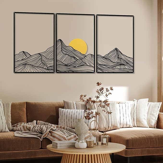نيوب تماثيل معدنية للجدران بتصميم جبلي بألوان سوداء وذهبية - Image 3