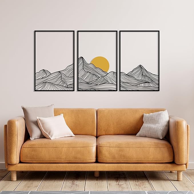 نيوب تماثيل معدنية للجدران بتصميم جبلي بألوان سوداء وذهبية - Image 1