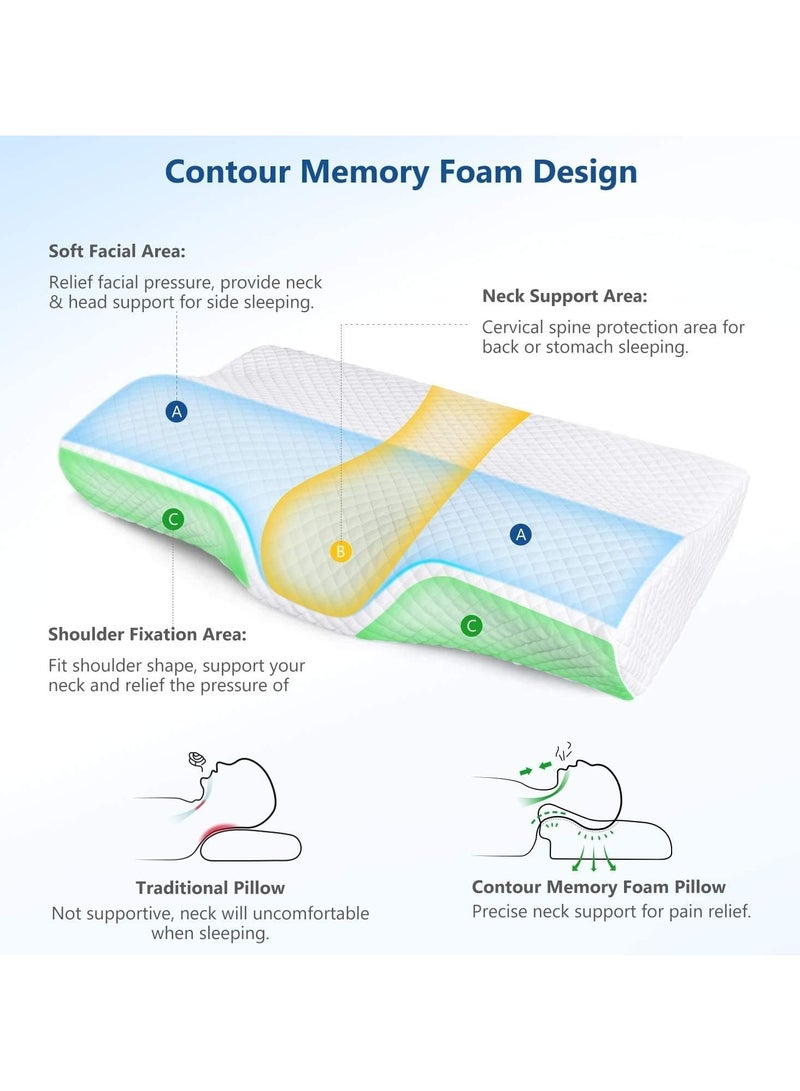 Orthopedic Cervical Memory Foam Pillow, Ergonomic Contour Design, Neck and Shoulder Pain Relief, Medical Grade Support, Suitable for Side Back and Stomach Sleepers, Washable Cover Included - Image 2